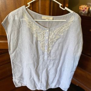 Ann Taylor Loft cap sleeve top in light blue